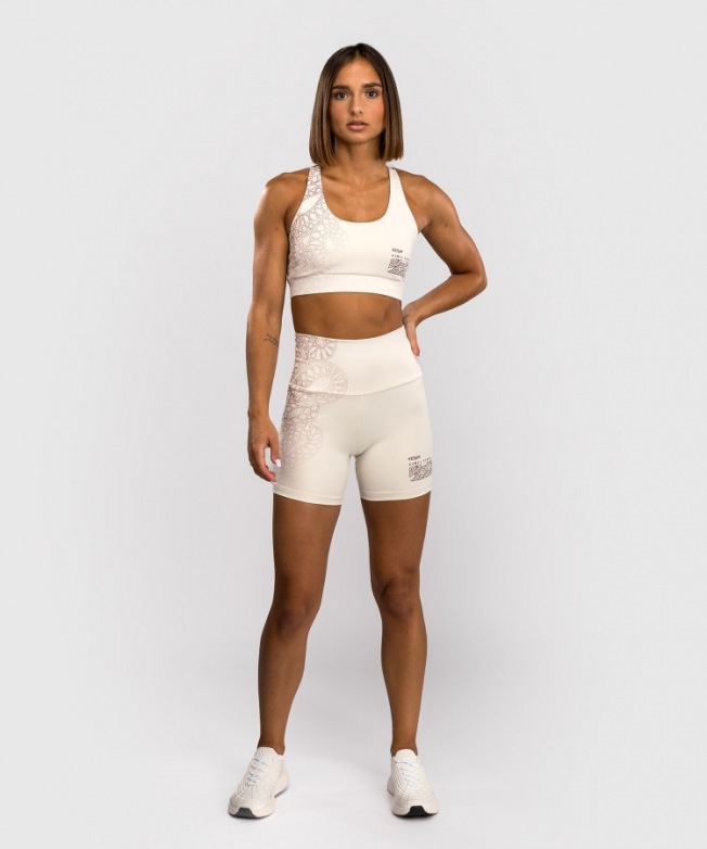 Женские компрессионные шорты Venum Serpenti - Ivory/Burgundy | Фото 4