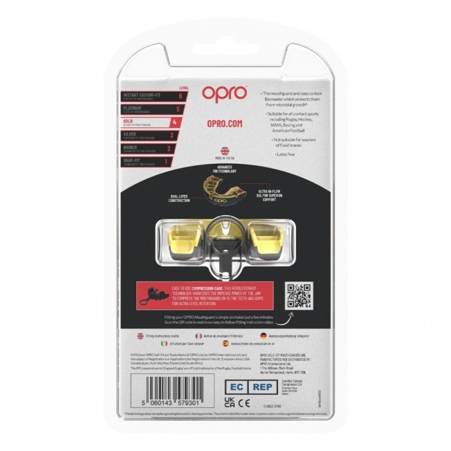 Детская боксерская капа OPRO Self-Fit Gold - Black/Gold | Фото 2