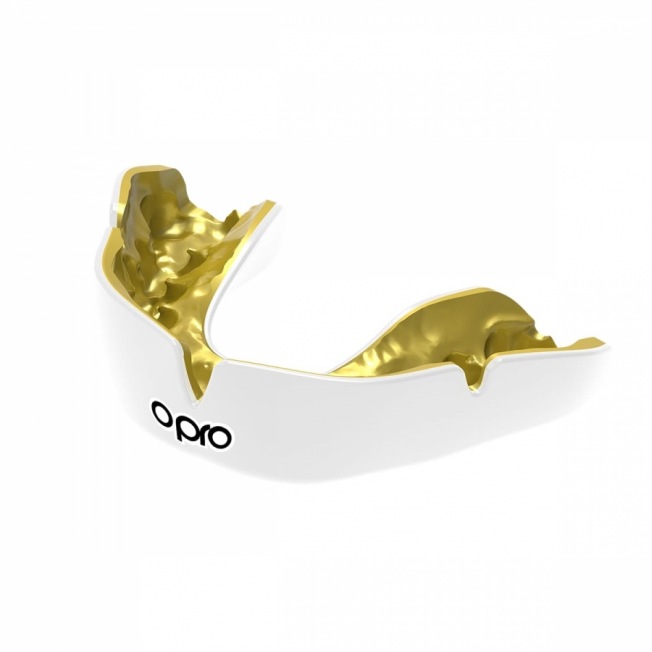 Боксерская капа взрослая Opro Instant Custom - White/Gold | Фото 1