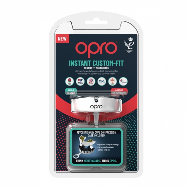 Боксерская капа взрослая Opro Instant Custom - White/Gold | Фото 2