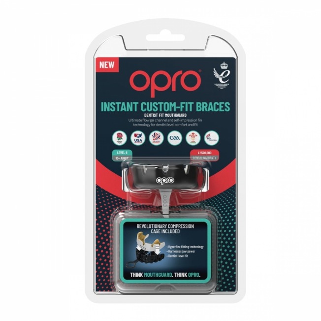 Боксерская капа для брекетов Opro Instant Custom Braces - Black/White | Фото 1
