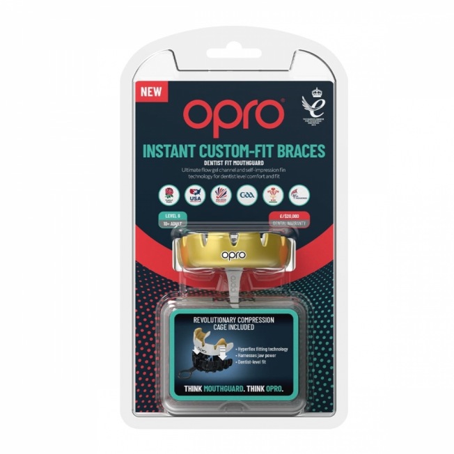 Боксерская капа для брекетов Opro Instant Custom Braces - Gold/White | Фото 1