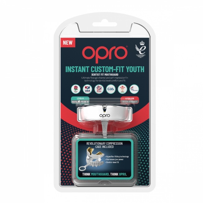 Детская боксерская капа OPRO Instant Custom-Fit - White/Gold | Фото 1