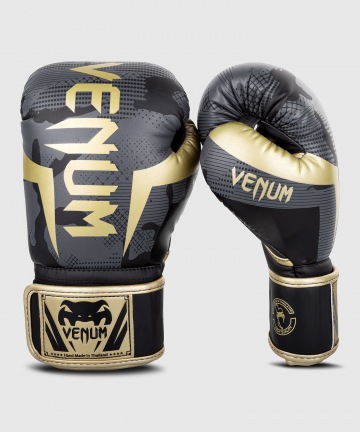 Боксерские перчатки Venum Elite - Dark Camo/Gold