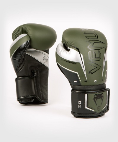 Боксерские перчатки Venum Elite Evo - Khaki/Silver