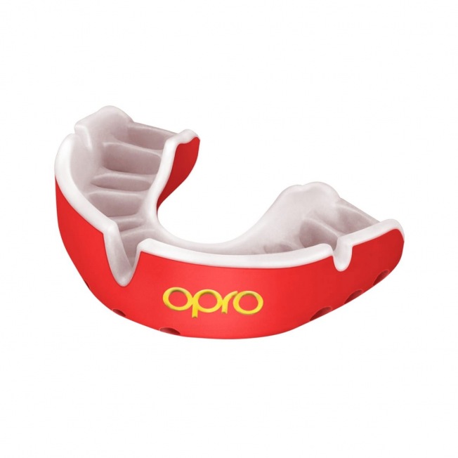 Боксерская капа Opro Self-Fit Gold - Red/Pearl