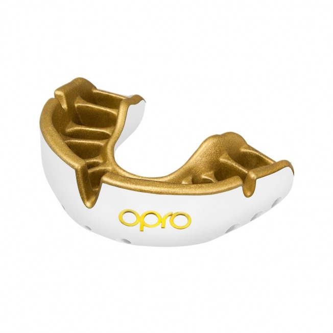 Боксерская капа Opro Self-Fit Gold - White/Gold