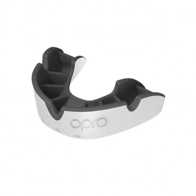 Детская боксерская капа Opro Self-Fit Silver - White/Black