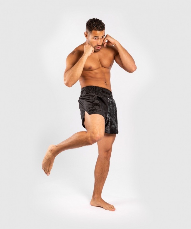 Тайские шорты Venum Logos - Black/Black | Фото 7