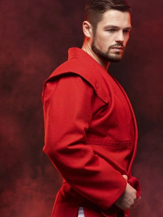 Детская куртка для самбо Крепыш Я Атака ВФС - Красная | Фото 7