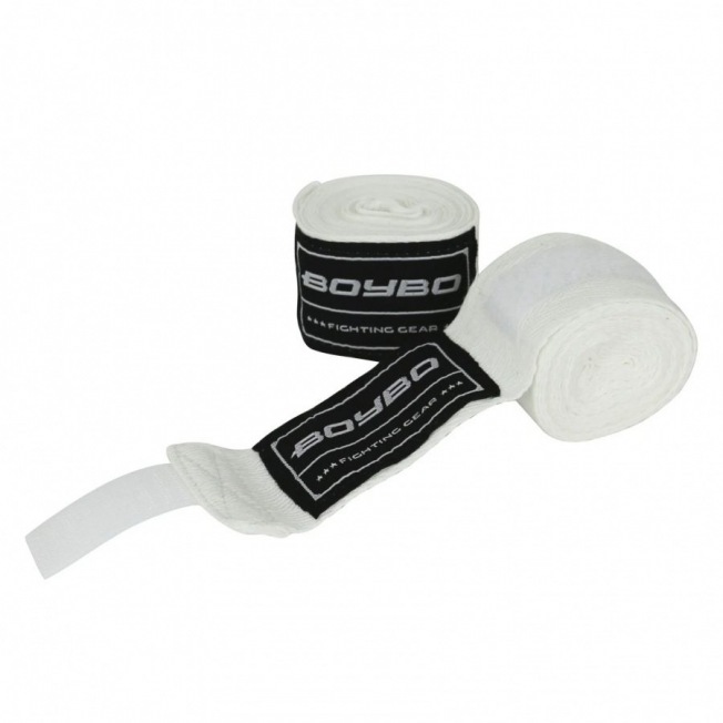 Бинты боксерские BoyBo хлопок/эластан - Белый (4.5m) | Фото 1