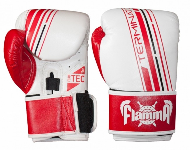 Боксерские Перчатки Flamma Terminator - White/Red (12oz)
