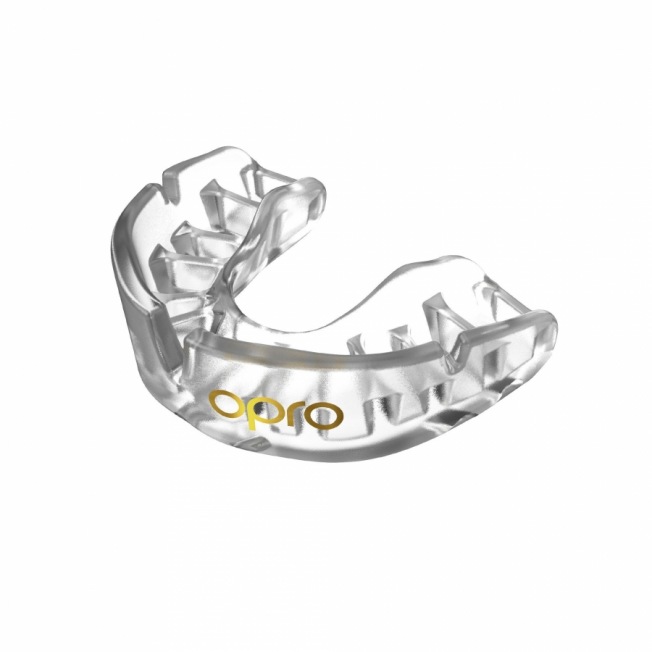 Детская боксерская капа OPRO Self-Fit Gold - Clear