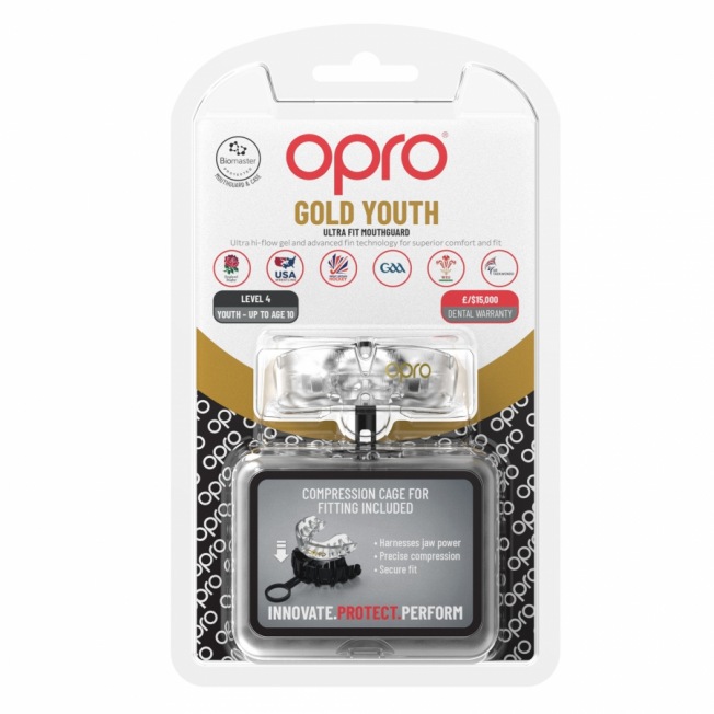 Детская боксерская капа OPRO Self-Fit Gold - Clear | Фото 1