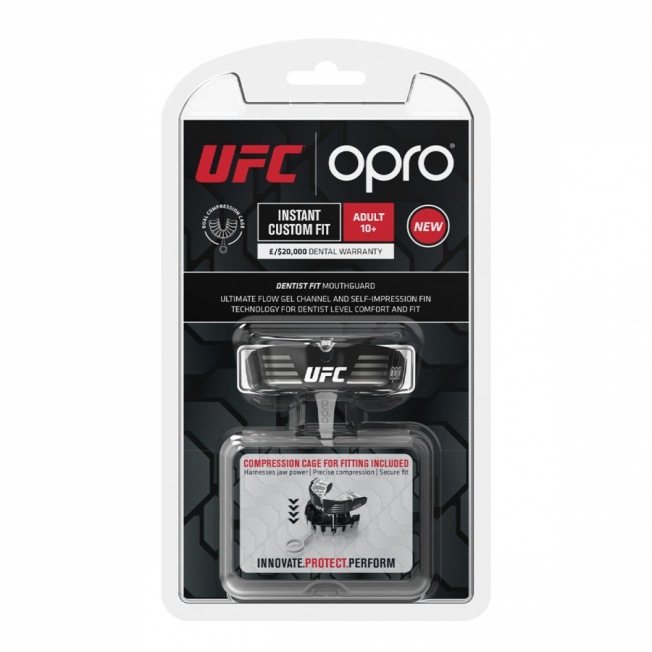 Боксерская капа OPRO Instant Custom-Fit UFC Strike - Silver/Black/White | Фото 1