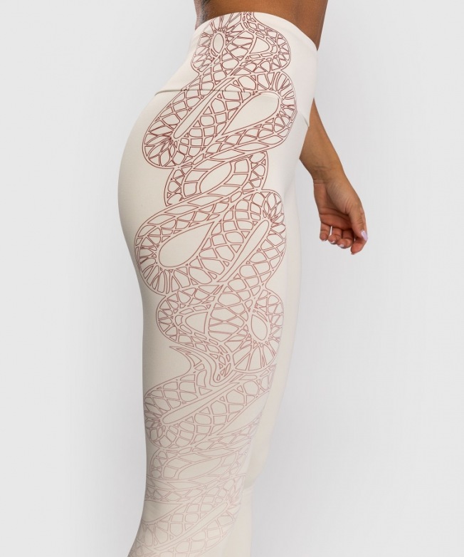 Женские компрессионные штаны Venum Serpenti - Ivory/Burgundy | Фото 2
