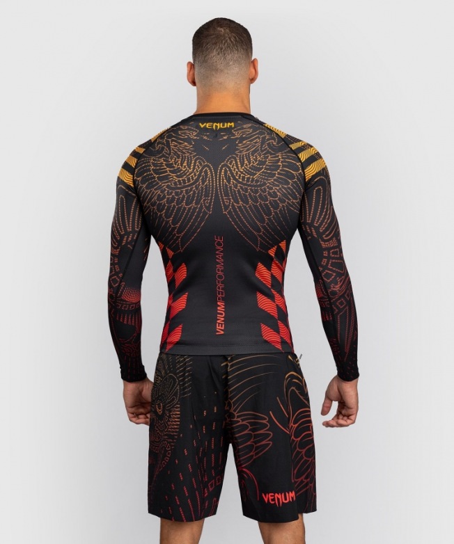 Рашгард Venum Quetzal Fury LS - Black/Fury Red/Tangerine | Фото 4