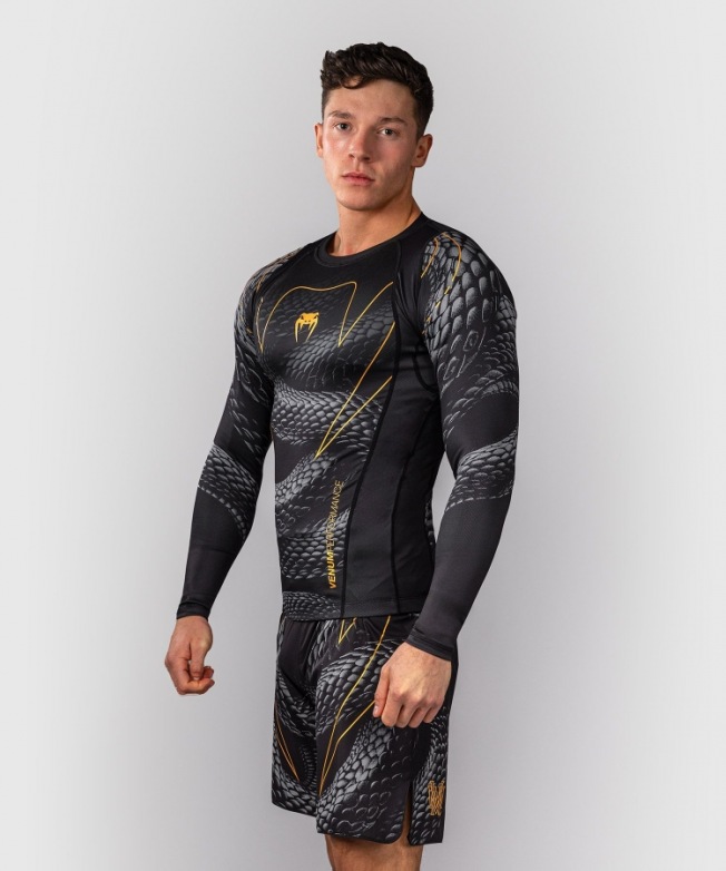 Рашгард Venum Matupa LS - Black/Grey/Gold | Фото 4