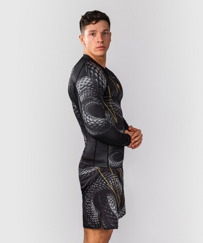 Рашгард Venum Matupa LS - Black/Grey/Gold | Фото 3