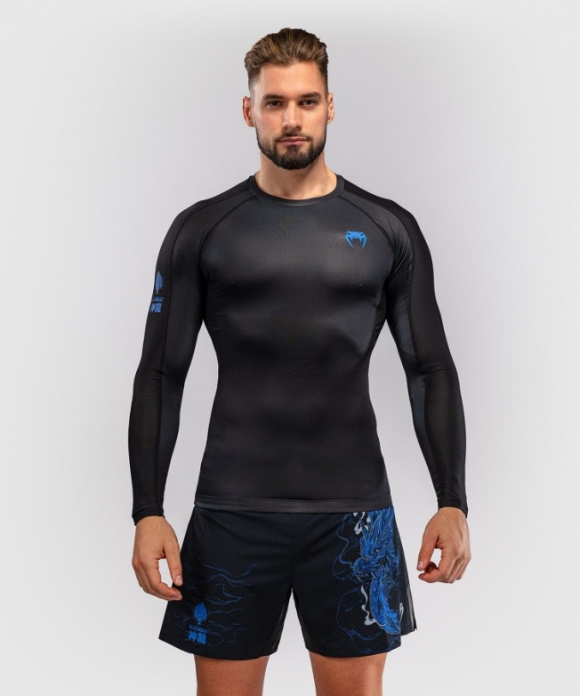 Рашгард Venum Thunder Dragon LS - Black/Royal Blue | Фото 1