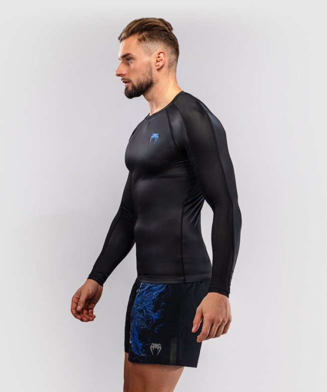 Рашгард Venum Thunder Dragon LS - Black/Royal Blue | Фото 2