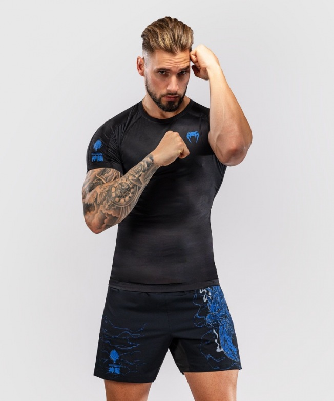 Рашгард Venum Thunder Dragon SS - Black/Royal Blue | Фото 1