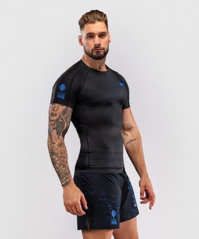 Рашгард Venum Thunder Dragon SS - Black/Royal Blue | Фото 2
