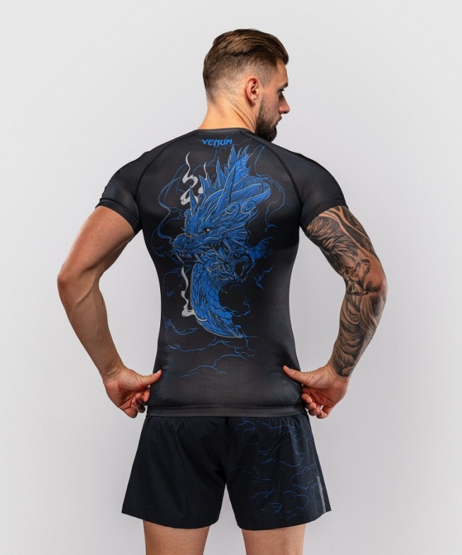Рашгард Venum Thunder Dragon SS - Black/Royal Blue | Фото 4