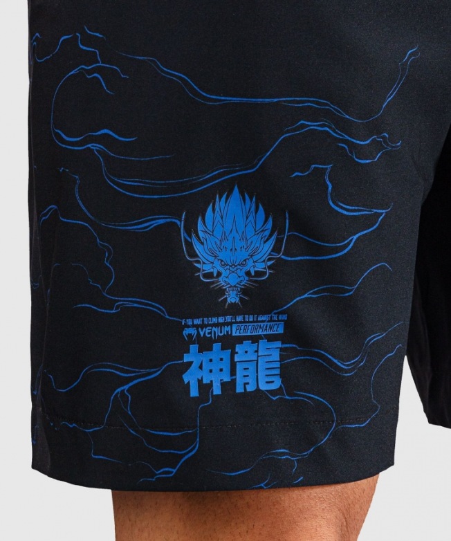Тренировочные шорты Venum Thunder Dragon - Black/Royal Blue | Фото 6