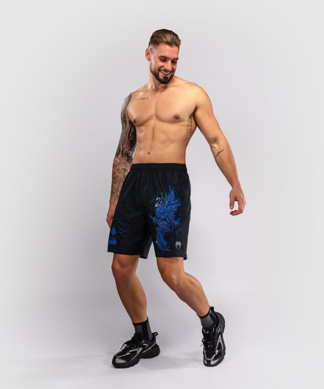 Тренировочные шорты Venum Thunder Dragon - Black/Royal Blue | Фото 2