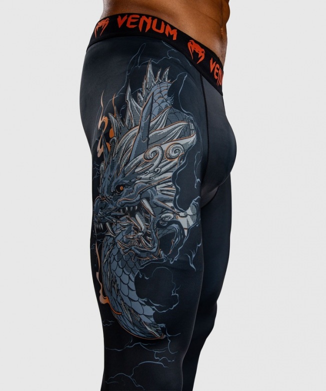 Компрессионные штаны Venum Thunder Dragon - Black/Grey/Copper | Фото 7