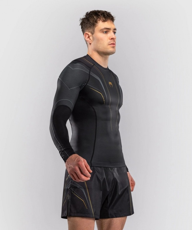 Рашгард Venum Streamline LS - Black/Gold | Фото 2