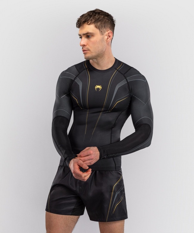 Рашгард Venum Streamline LS - Black/Gold | Фото 1