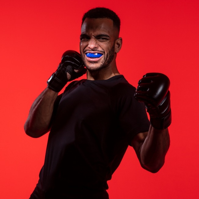 Боксерская капа взрослая Opro Self-Fit Bronze - Blue | Фото 3