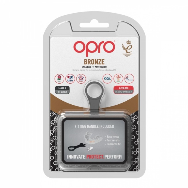 Боксерская капа взрослая Opro Self-Fit Bronze - White | Фото 1