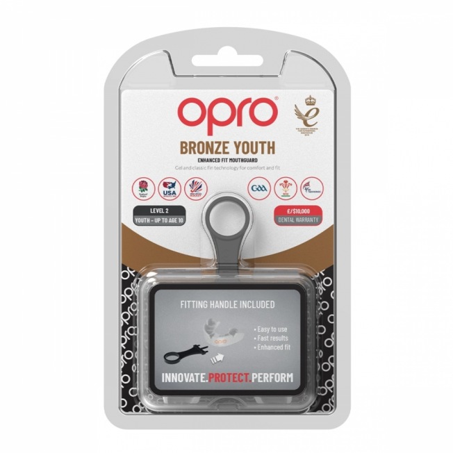 Детская боксерская капа Opro Self-Fit Bronze - White | Фото 1
