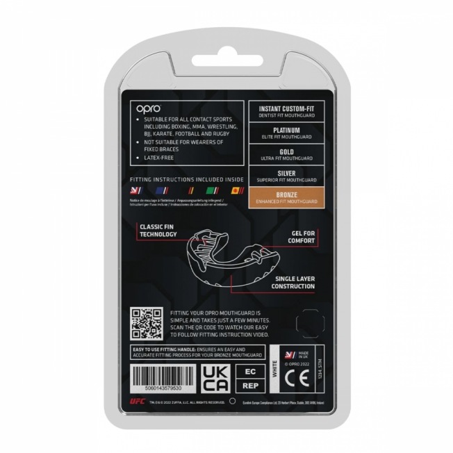 Детская боксерская капа Opro Self-Fit Bronze UFC - White | Фото 4