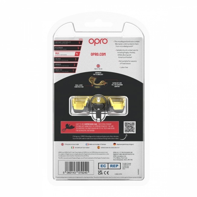 Боксерская капа взрослая Opro Self-Fit Gold - Black/Gold | Фото 2