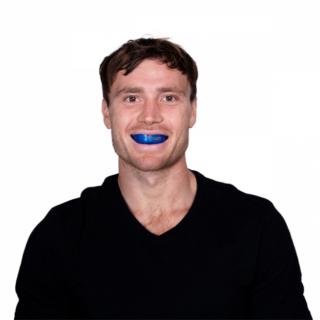 Боксерская капа взрослая Opro Self-Fit Gold - Blue/Pearl | Фото 4