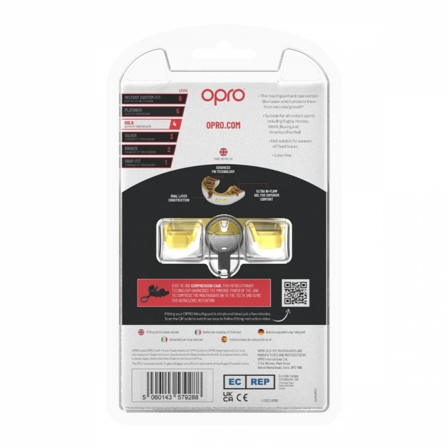 Боксерская капа взрослая Opro Self-Fit Gold - White/Gold | Фото 2