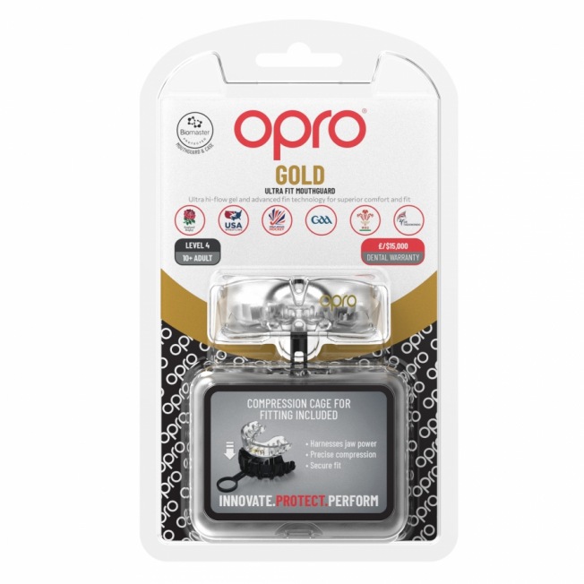 Боксерская капа взрослая Opro Self-Fit Gold - Clear | Фото 1