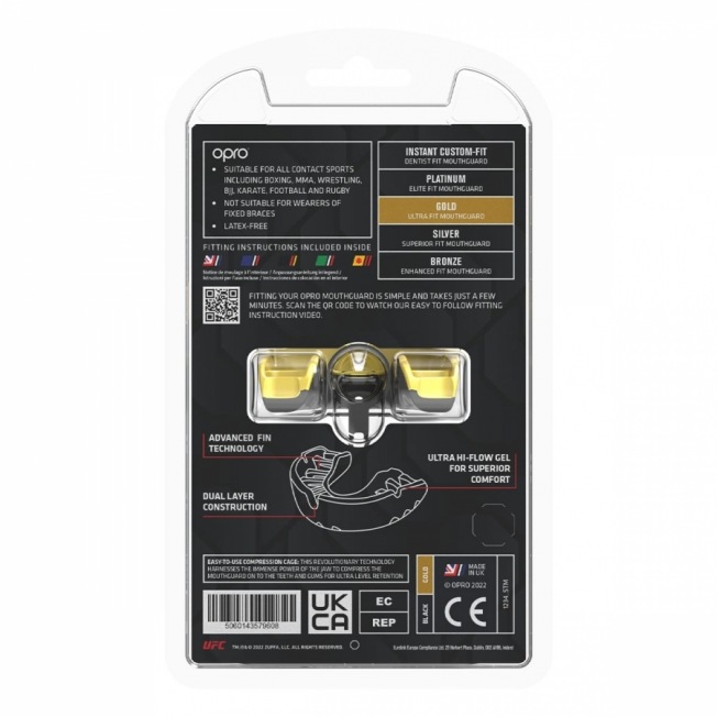 Боксерская капа взрослая  Opro Self-Fit Gold UFC - Black/Gold | Фото 2