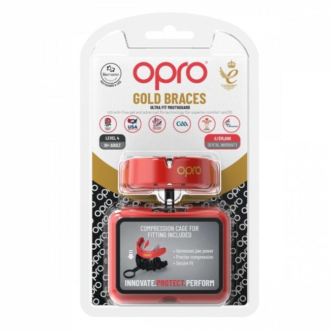 Боксерская капа для брекетов Opro Self-Fit Gold Braces - Red/Pearl | Фото 1