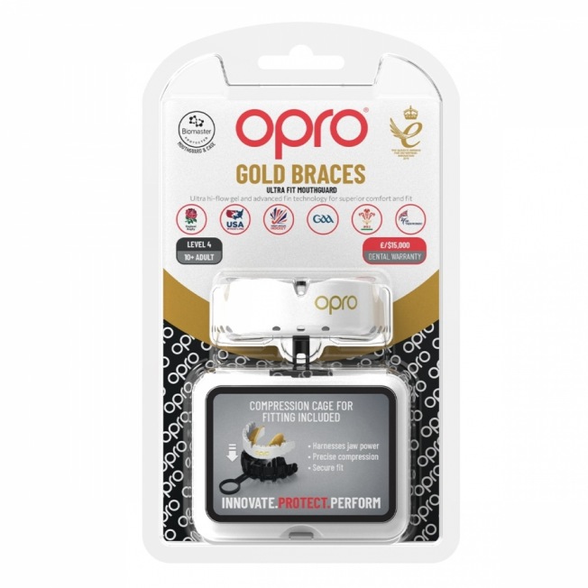 Боксерская капа для брекетов Opro Self-Fit Gold Braces - White/Gold | Фото 1