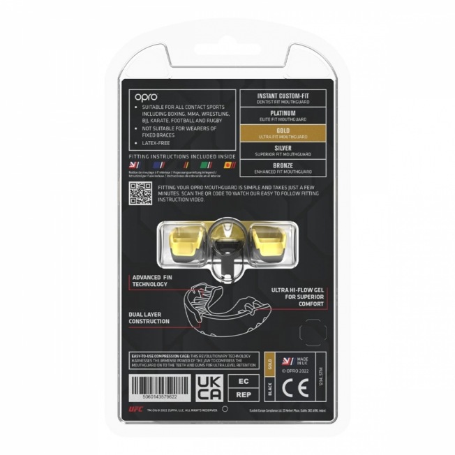 Детская боксерская капа Opro Self-Fit Gold UFC - Black/Gold | Фото 3