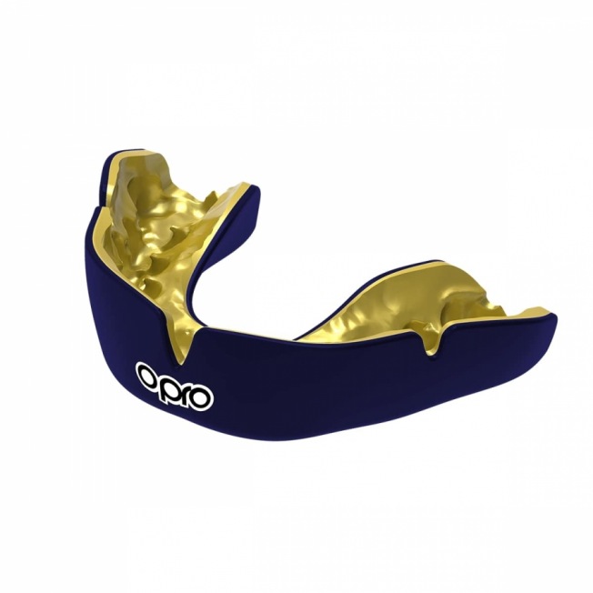 Боксерская капа взрослая Opro Instant Custom - Dark Blue/Gold | Фото 1