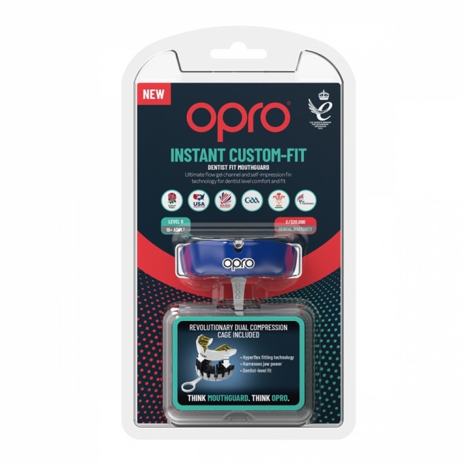 Боксерская капа взрослая Opro Instant Custom - Dark Blue/Gold | Фото 2