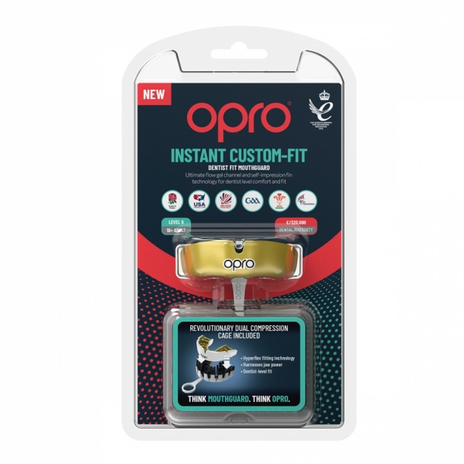Боксерская капа взрослая Opro Instant Custom - Gold/White | Фото 2