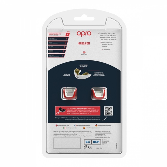 Боксерская капа взрослая Opro Instant Custom - Red/White | Фото 3