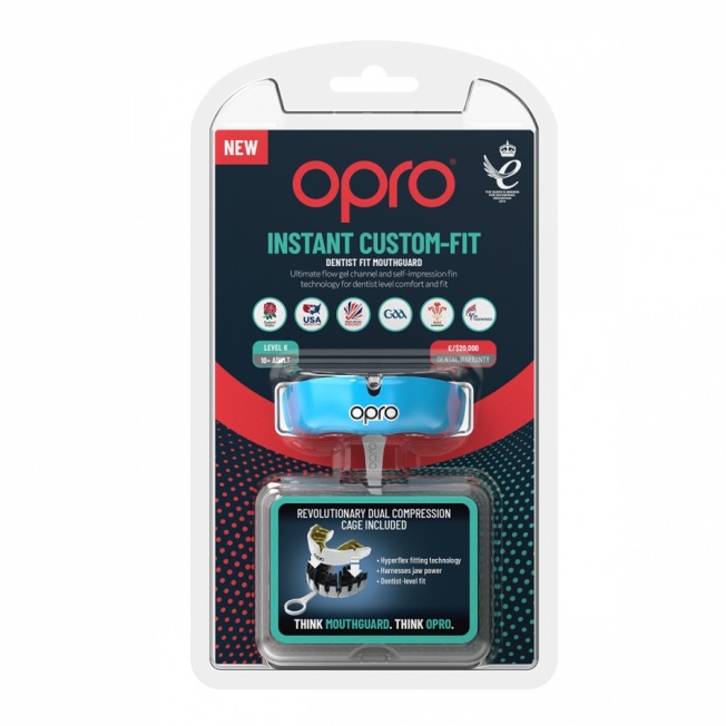 Боксерская капа взрослая Opro Instant Custom - Sky Blue/White | Фото 2